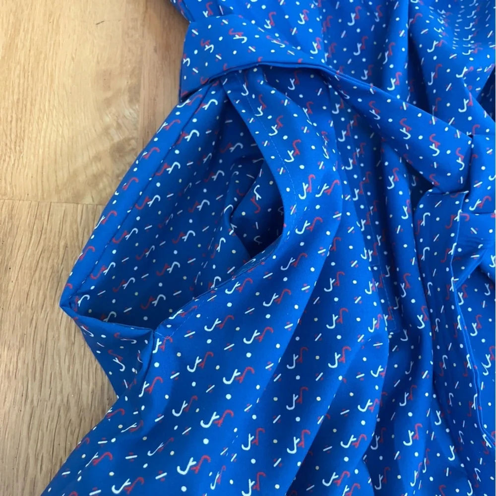 Vintage Raoul Elegant Patterned Blue Women's Dress - Picture 7 of 11